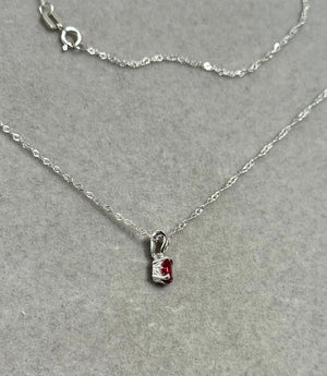 Ruby Pendant – 0.25–0.40 Ct Oval 5x3 mm AA Ruby Scroll Solitaire Necklace in Platinum with 18K White Gold Chain