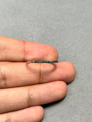 0.20 Ct Teal Blue Diamond Ring in 14K White Gold with Black Rhodium | Prong Set Blue Diamond Band, Luxury Women’s Ring, Statement Jewelry