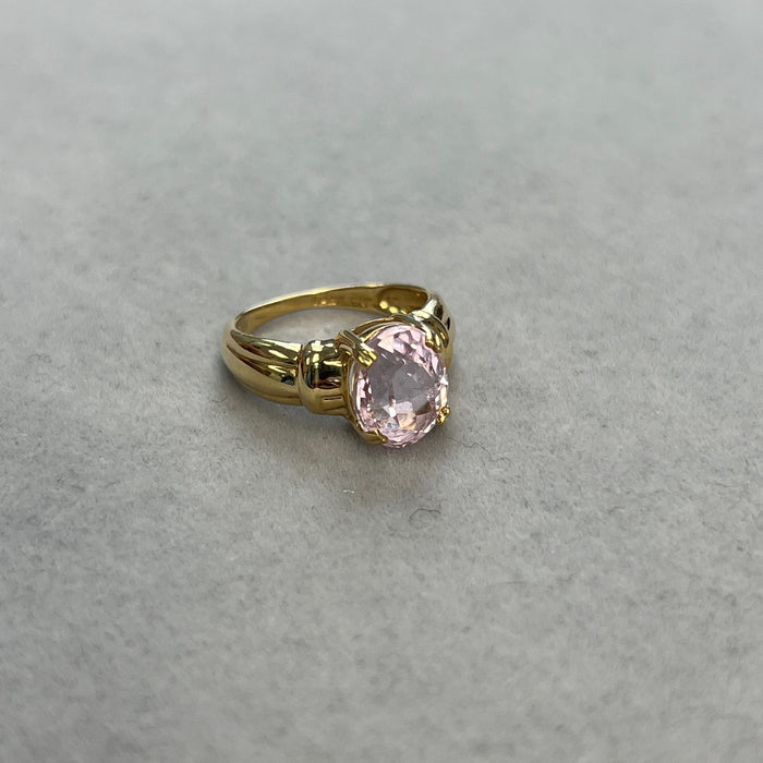 2.65 Cts 10x8 mm AA Oval Kunzite Solitaire Ring in 14K Yellow Gold Size 5