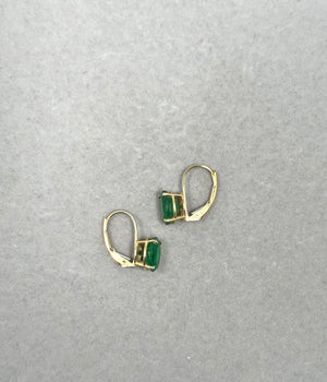 Natural Emerald Lever Back Earrings – 1.82–2.55 Ct Oval 8x6 mm AA Emerald Dangle Earrings in 14K Yellow Gold