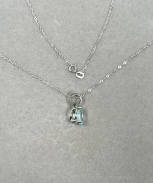 Aquamarine Solitaire Pendant – 2.10–2.75 Ct 9 mm AA Round Aquamarine Necklace in Platinum with 18K White Gold Chain