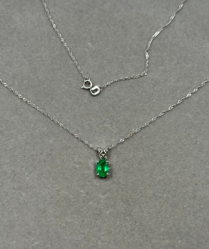 Natural Emerald Pendant – 0.59–1.06 Ct 7x5 mm AA Oval Emerald Scroll Solitaire Necklace in Platinum