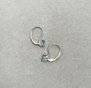 Aquamarine Stud Earrings – 1.50 Ct 7x5 mm AAA Oval Aquamarine Scroll Lever Back Earrings in 14K White Gold