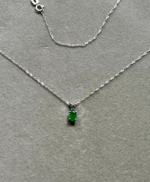 Natural Emerald Pendant – 0.35–0.47 Ct 6x4 mm AAA Oval Emerald Scroll Solitaire Necklace in Platinum