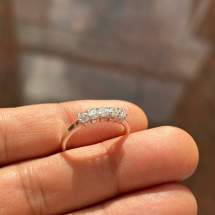 0.45–0.50 Ct Diamond Five-Stone Ring in 18K White Gold | SI2–I1 Clarity, I–J Color, Elegant Multi-Diamond Ring for Women Size 9