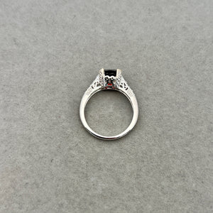 Fashion Ring – Diamond & Garnet Ring in 14K White Gold | Elegant Statement Jewelry for Women Ring Size 6.5