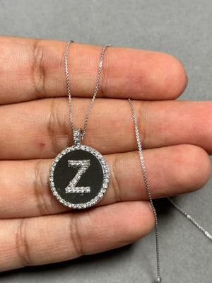 Diamond Initial Z Pendant – 0.48–0.53 Ct SI2–I1 Diamond, I–J Color in 14K White Gold Necklace