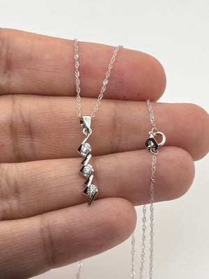 Three Stone Diamond Pendant 18K White Gold | 0.20–0.25 Ct Diamond Necklace | Trilogy Diamond Pendant | Elegant Jewelry Gift