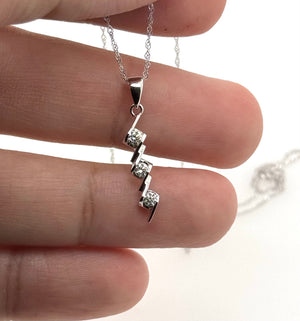 Three Stone Diamond Pendant 18K White Gold | 0.20–0.25 Ct Diamond Necklace | Trilogy Diamond Pendant | Elegant Jewelry Gift