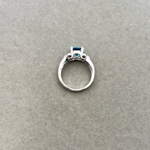 0.10 Ct Diamond & 2.75 Ct 9x7 mm AAA Swiss Blue Topaz Ring in 14K White Gold | Elegant Statement Ring, Designer Jewelry for Women Size 6
