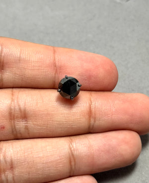 2.00 Ct Round Rose Cut Black Diamond Men’s Stud Earring in 14K Blackened White Gold | EGL USA Certified AA Quality 7.05–8.80mm