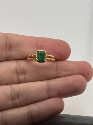 Peridot Ring 14K Yellow Gold | Emerald Cut Solitaire — August Birthstone Statement Gift Ring Size 6.5