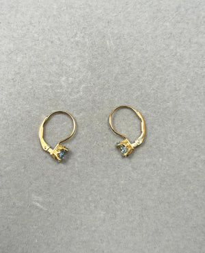0.65–0.78 Ct Oval Aquamarine Stud Earrings | 6x4 mm AAA Gemstone Scroll Lever Back Earrings in 14K Yellow Gold