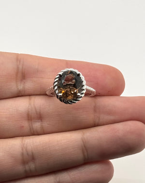 Smokey quartz ring in 14K white gold oval solitaire prong setting statement jewelry