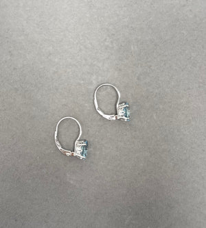 1.74–2.31 Ct Oval Aquamarine Stud Earrings | 8x6 mm AA Quality Scroll Lever Back in 14K White Gold