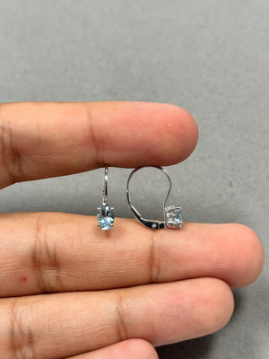0.77–0.90 Ct AA Oval Aquamarine Stud Earrings | 6x4 mm Lever Back Earrings in 14K White Gold | March Birthstone Jewelry Gift
