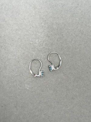0.77–0.90 Ct AA Oval Aquamarine Stud Earrings | 6x4 mm Lever Back Earrings in 14K White Gold | March Birthstone Jewelry Gift