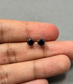 2.10 Ct Certified Round Black Diamond Stud Earrings in 14K White Gold – EGL USA AA Quality