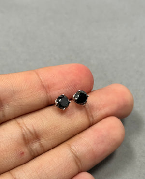 2.10 Ct Certified Round Black Diamond Stud Earrings in 14K White Gold – EGL USA AA Quality