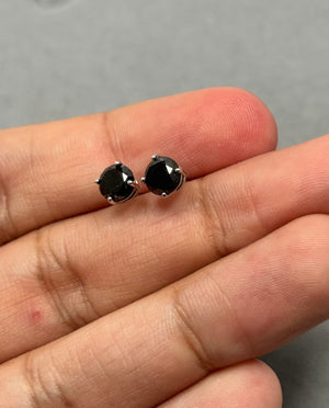 2.10 Ct Certified Round Black Diamond Stud Earrings in 14K White Gold – EGL USA AA Quality
