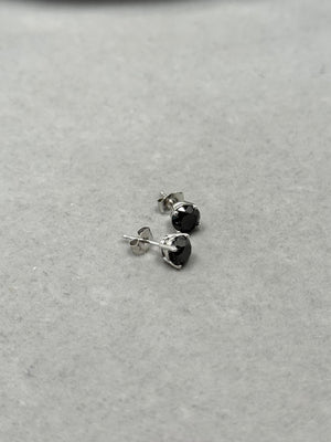 1.97 Cts AA Round Black Diamond Stud Earrings in Platinum – Certified Natural Black Diamond Solitaire Earrings