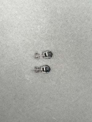 3.54 Ct EGL USA Certified AA Round Rose Cut Black Diamond Stud Earrings in 18K White Gold