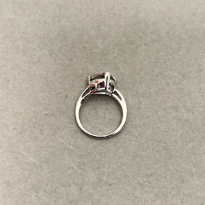 0.02 Ct Diamond & 3.37–4.66 Cts AAA Mystic Fire Topaz Ring in 14K White Gold | Elegant Solitaire Statement Ring for Women Size 6.5