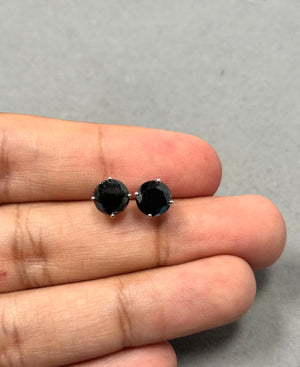 GL USA Certified Black Diamond Stud Earrings • 3.10 Ct Round Black Diamond Earrings in 18K White Gold • Fine Luxury Jewelry Gift
