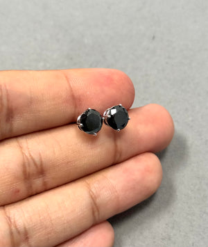 GL USA Certified Black Diamond Stud Earrings • 3.10 Ct Round Black Diamond Earrings in 18K White Gold • Fine Luxury Jewelry Gift