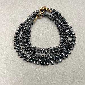 Briolette Black Diamond Necklace 17” | 61.85 Ct Natural Black Diamonds | 18K Yellow Gold Spring Ring | Luxury Fine Jewelry Gift