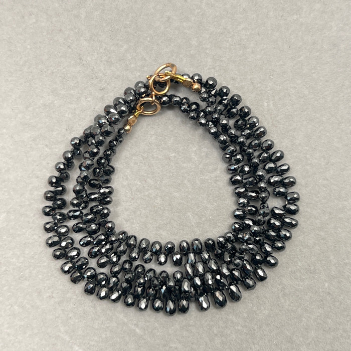 Briolette Black Diamond Necklace 17” | 61.85 Ct Natural Black Diamonds | 18K Yellow Gold Spring Ring | Luxury Fine Jewelry Gift
