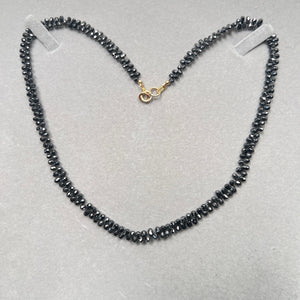59.64 Carat Briolette Black Diamond Necklace in 18K Yellow Gold | 17-Inch Elegant Briolette Diamond Jewelry with Spring Ring Clasp