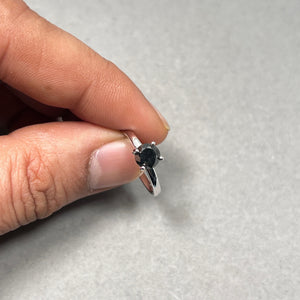 1.00 Ct 5.65 mm AA Round Black Diamond Solitaire Ring in 14K White Gold | Elegant Black Diamond Engagement or Statement Ring Size 7