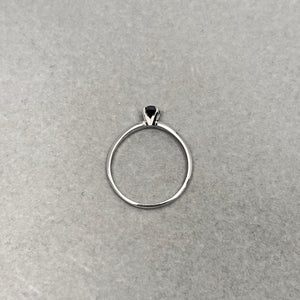 0.50 Ct 4.89 mm AA Round Black Diamond Solitaire Ring in 14K White Gold | Elegant Black Diamond Engagement or Statement Ring Size 12