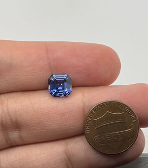 Synthetic cornflower blue sapphire asscher cut 8mm loose gemstone vivid blue