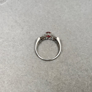 0.02 Cts Diamond & 0.71 Cts AAA Pink Tourmaline Mom Ring in 14K White Gold Size 10