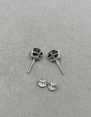 2.95-3.44 Ct Round Rose Cut Black Diamond Stud Earrings in 18K White Gold | AA Quality Natural Black Diamond Jewelry