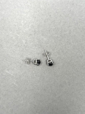 1.50 Cts AA Round Rose Cut Black Diamond Stud Earrings in 18K White Gold | 5.40–6.00 mm Solitaire Earrings