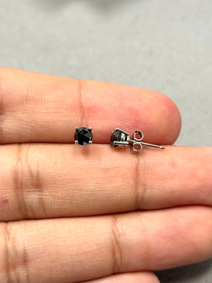 Platinum Rose Cut Black Diamond Stud Earrings 3/4 Cts 3.50–4.00 mm AA for women