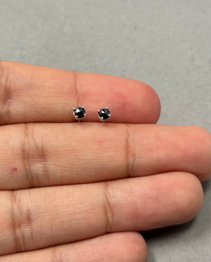 Rose Cut Black Diamond Stud Earrings in Platinum for Women | 0.23–0.30 Ct AA Round 2.5–3.0 mm Solitaire Studs