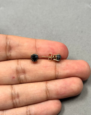 Round Rose Cut Black Diamond Stud Earrings 18K Yellow Gold 1.95–2.44 Cts EGL USA Certified women