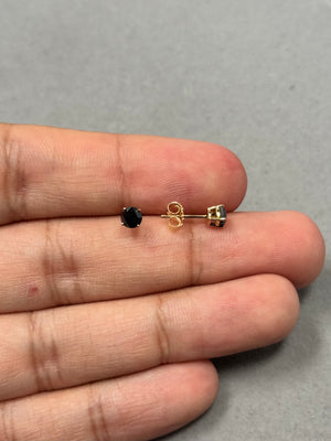 AAA Rose Cut Black Diamond Stud Earrings 1/2 Ct 18K Yellow Gold Prong Set Minimal Jewelry for women