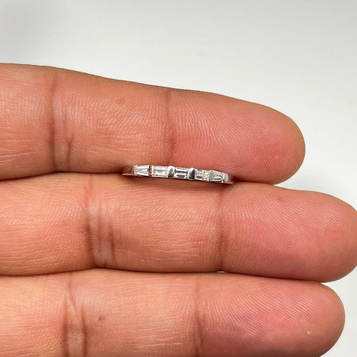 0.42 Ct Diamond Five Stone Ring | Baguette & Tapered Diamond Band | 14K Gold Channel Bar Set Ring | Anniversary Wedding Jewelry