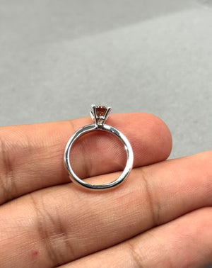 0.48–0.55 Ct Oval Brown Diamond Solitaire Ring in 14K White Gold, SI Natural Diamond, 2.2 mm Band, Women’s Engagement Ring, Size 4