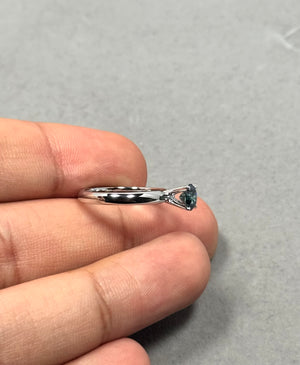 Blue Diamond Solitaire Ring: 0.59 ct, 14K White Gold Engagement Ring