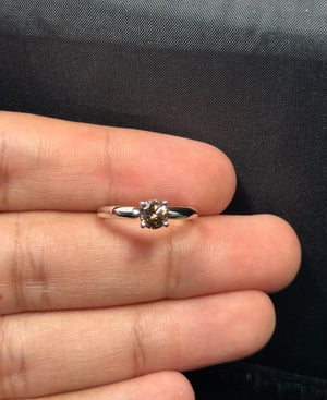 0.56 Ct Brown Diamond Solitaire Ring - 14K White Gold Engagement Ring