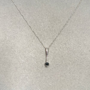 Black diamond bar pendant necklace in 14K white gold