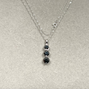2.50 ct black diamond three stone pendant in 14K white gold