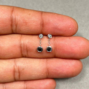 Black And White Diamond Drop Earrings | 0.60 Ct AA Black Diamond & White Diamond | 14K White Gold Dangle Earrings | Fine Jewelry Gift