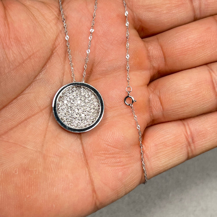 Diamond Round Pendant Necklace | 1.25–1.30 Ct SI2–I1 I–J Color | 14K White Gold Halo Style | Fine Jewelry Gift with 18" Chain